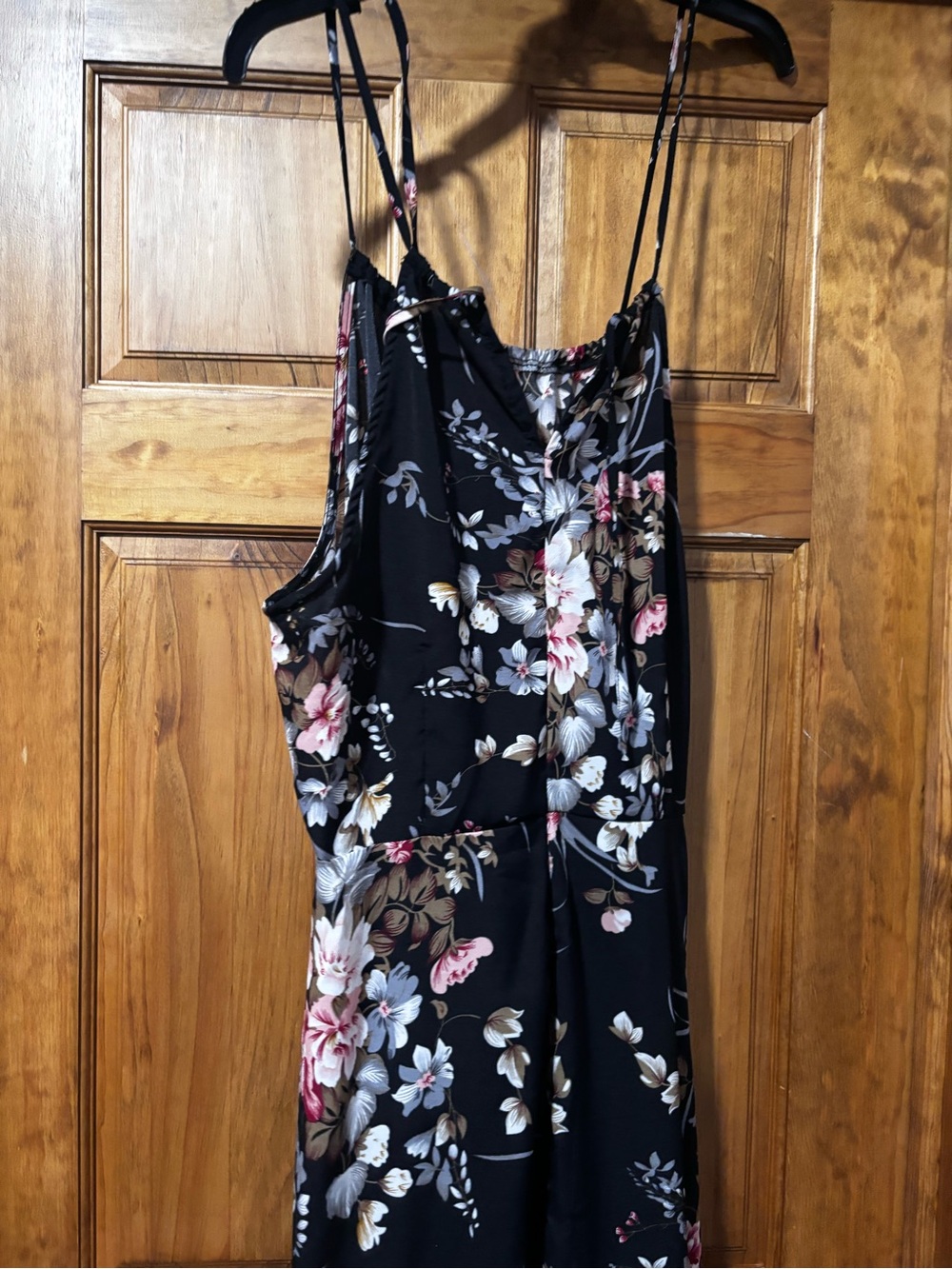 SHEIN Black Floral Maxi Dress with Pink and Cream Blooms